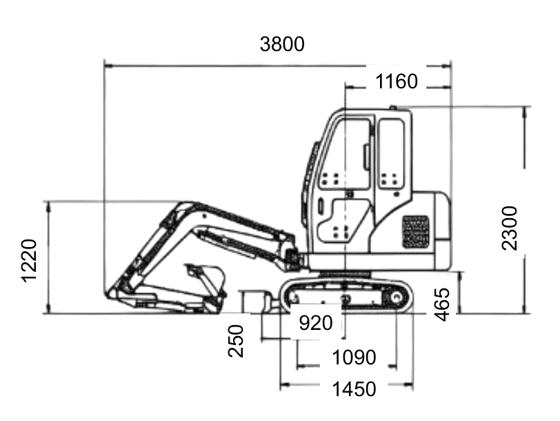 HS20 Transport Position engineering drawing with original dimension markings