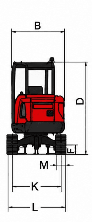 HS28 Front View drawing with original dimension letters