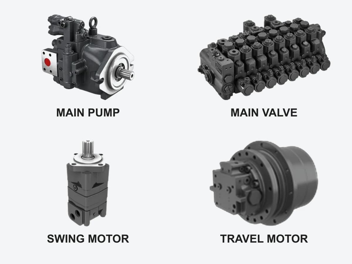 HS28 HENGLI main pump, main control valve, swing motor and travel motor