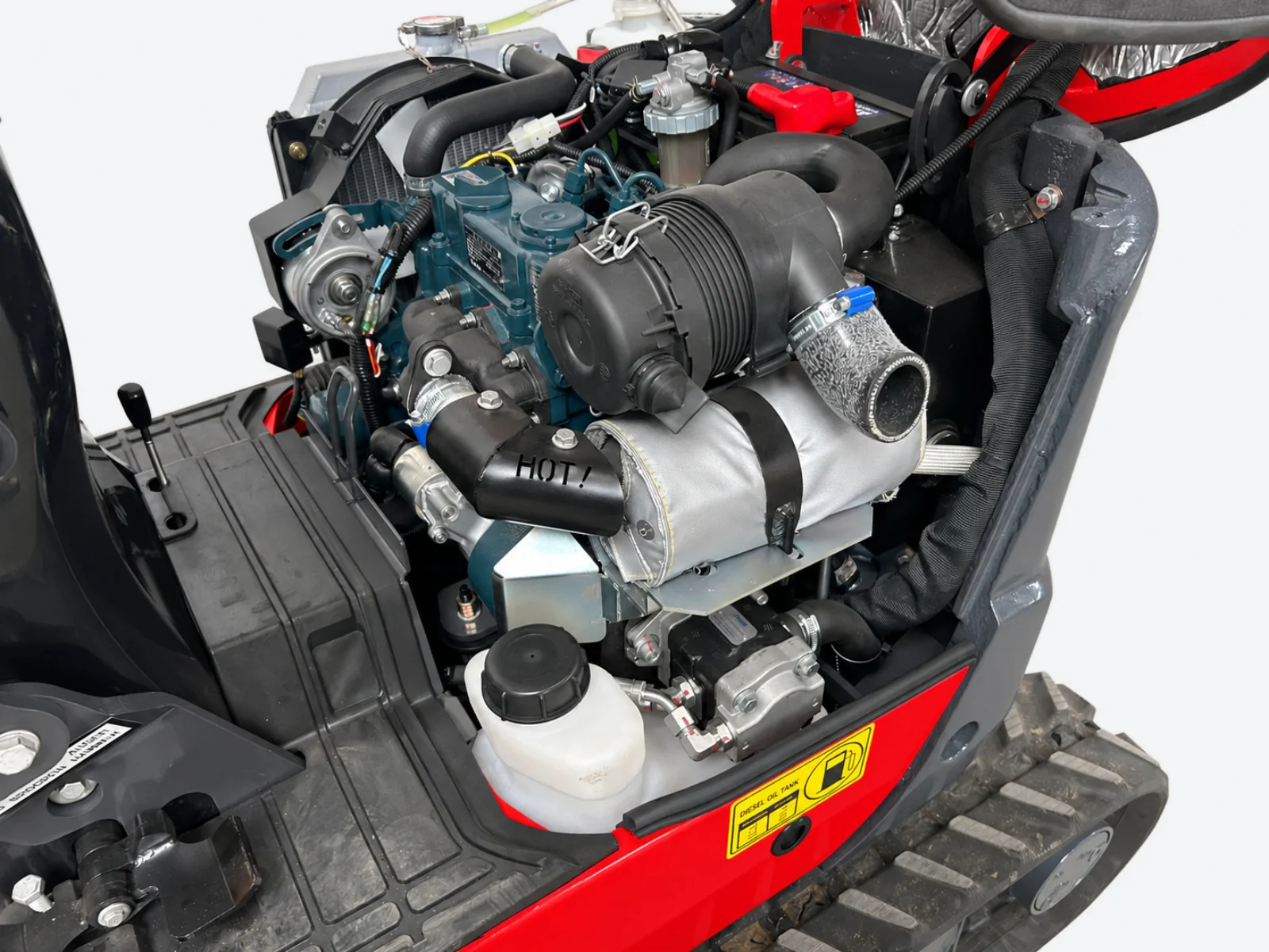 HS12U KUBOTA engine compartment with the rear cover open